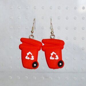 Red Recycle Bin Earrings